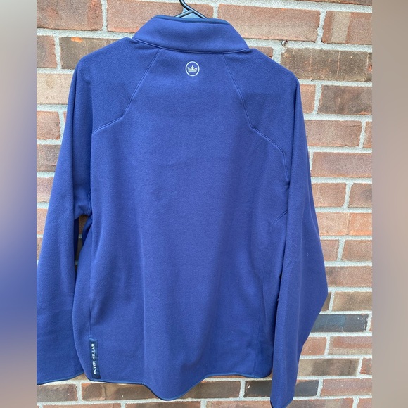 Peter Millar Large Navy Fleece Quarter Zip Pullover NWT - Picture 2 of 5
